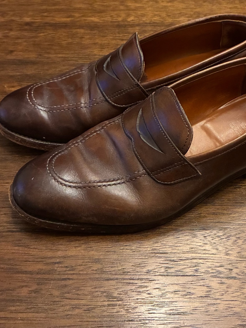 Men's Allen Edmonds Brown Leather Penny Loafers - Classic Slip-On Dress Shoe